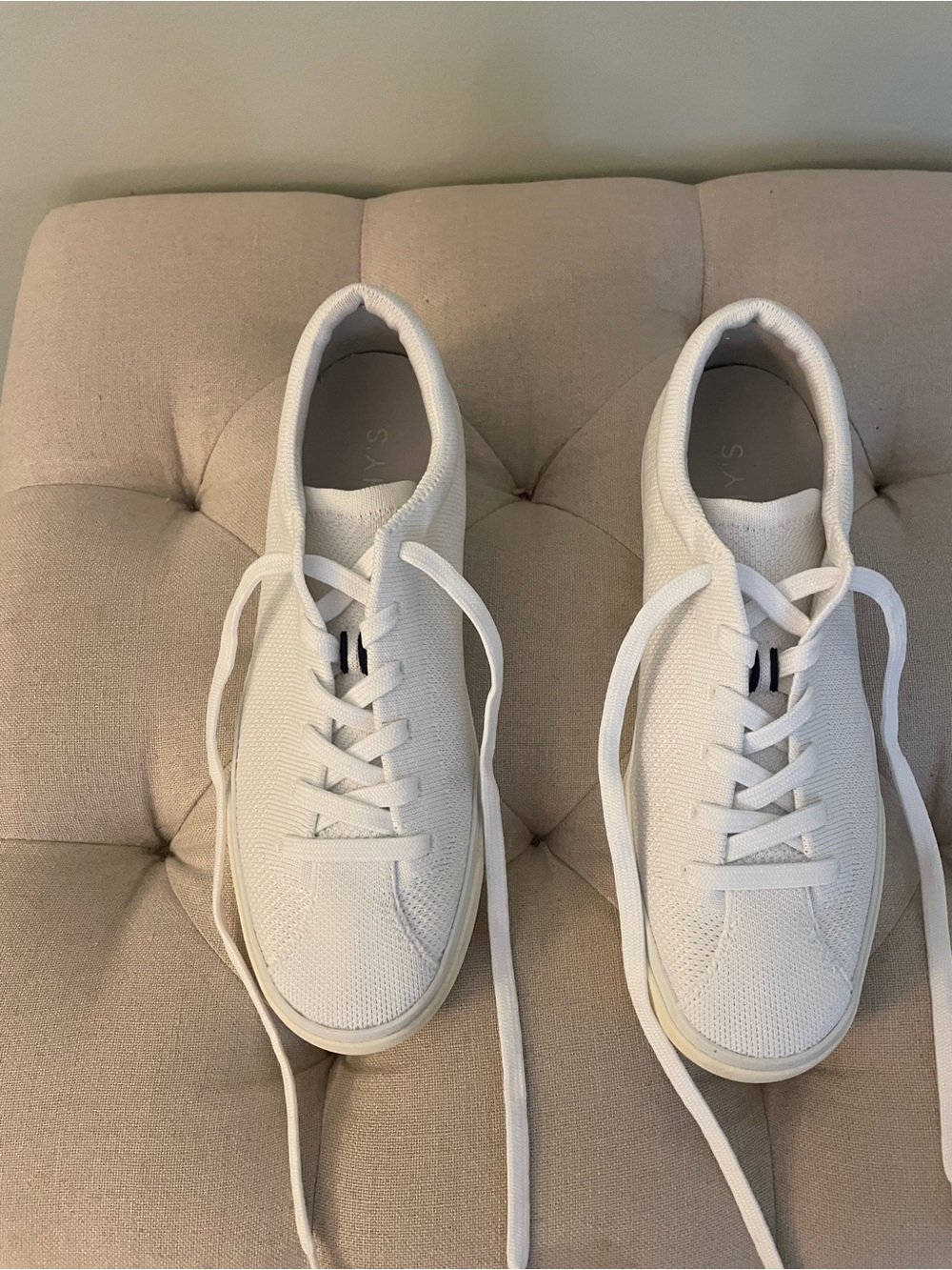 Rothy's White Low-Top Knit Lace-Up Sneakers - Picture 2 of 8